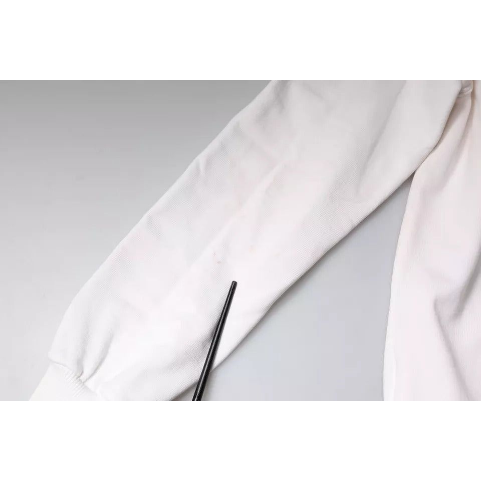 Dolce & Gabbana White Caesar Cotton Hooded Pullover Sweater