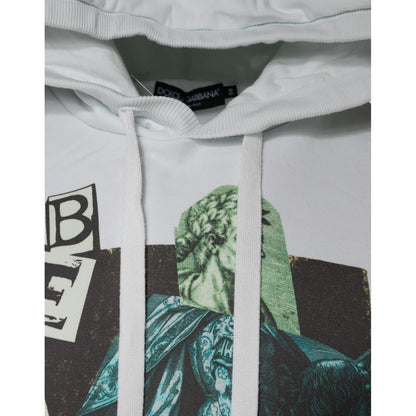 Dolce & Gabbana White Caesar Cotton Hooded Pullover Sweater