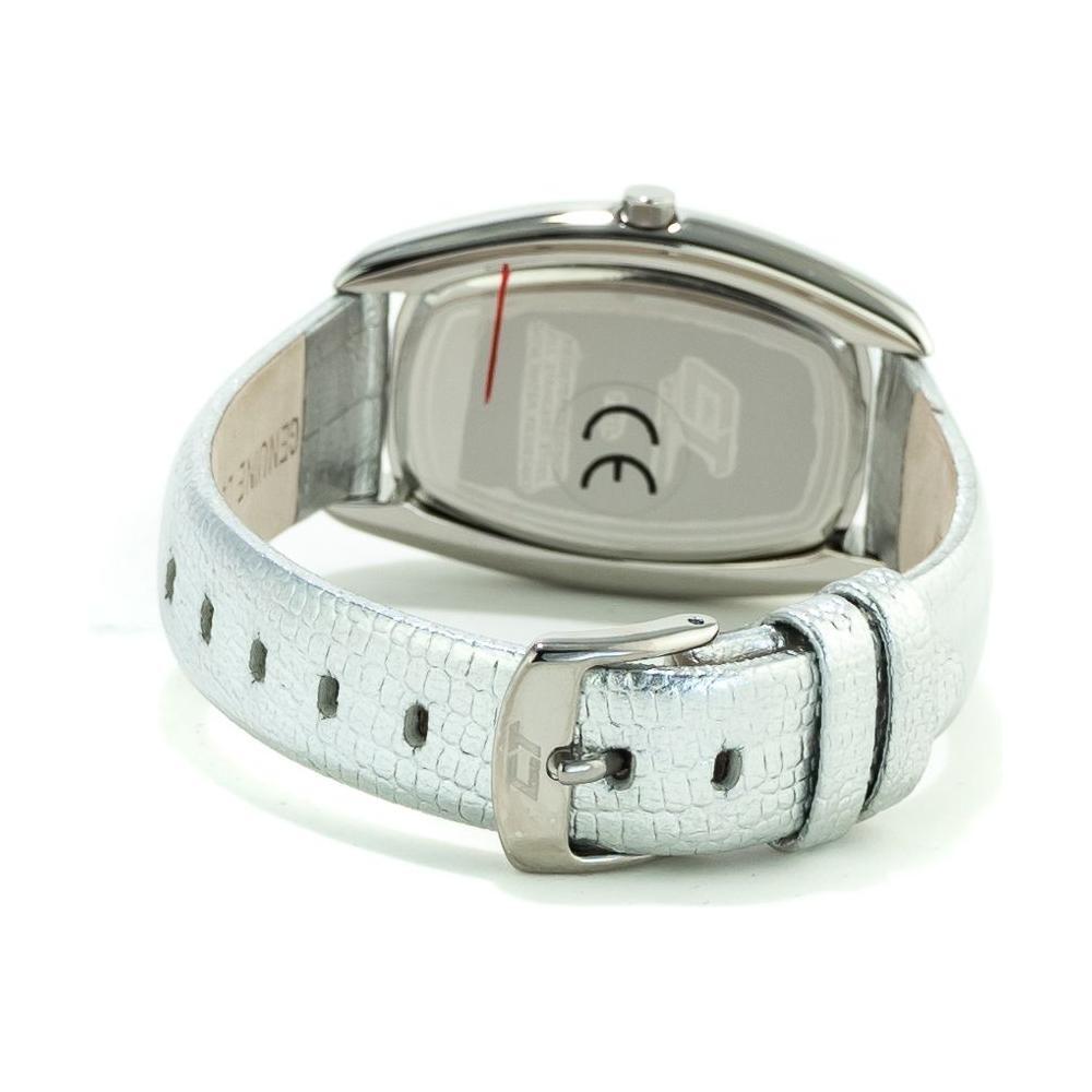 Chronotech Silver Leather Dress Watch