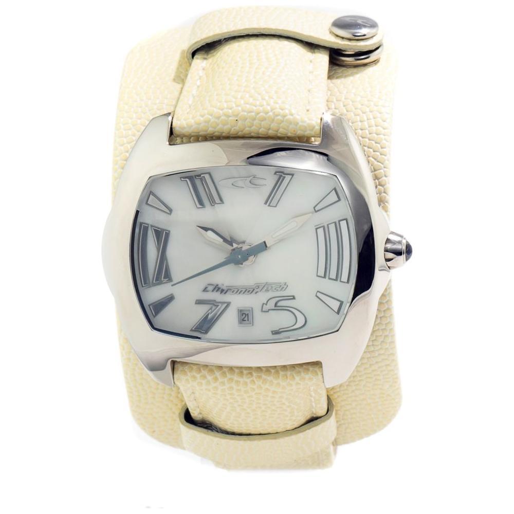 Chronotech Beige Leather Dress Watch