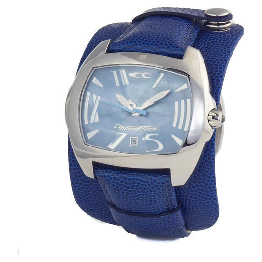 Chronotech Blue Leather Dress Watch