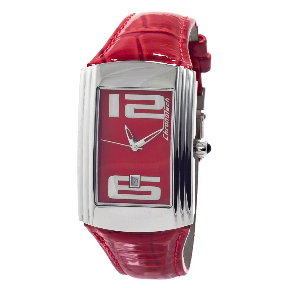Chronotech Red Leather Dress Watch