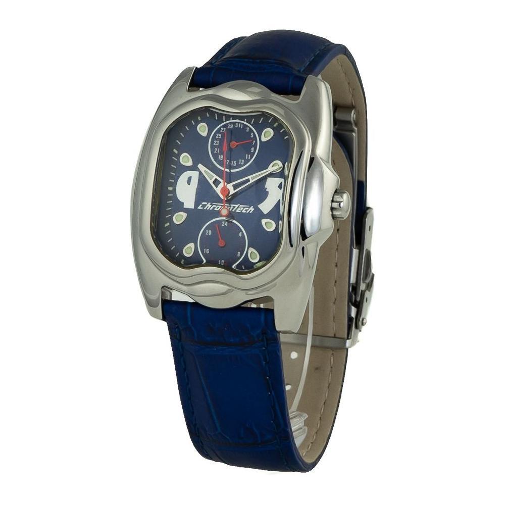 Chronotech Blue Leather Dress Watch
