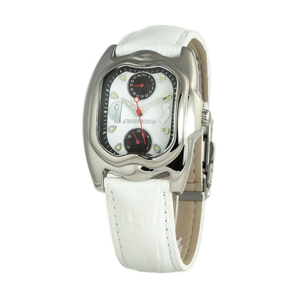 Chronotech White Leather Dress Watch