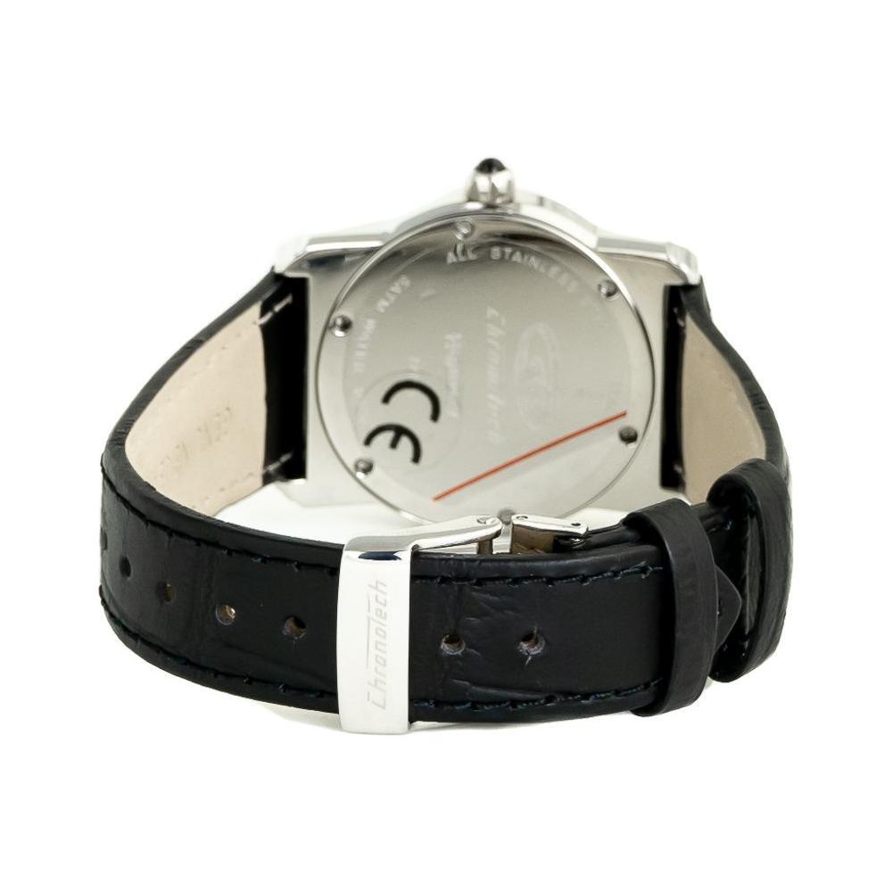Chronotech Black Leather Dress Watch