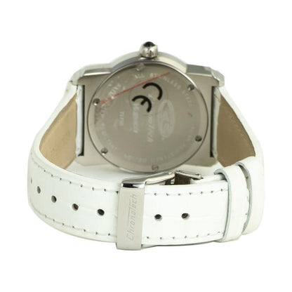 Chronotech White Leather Dress Watch