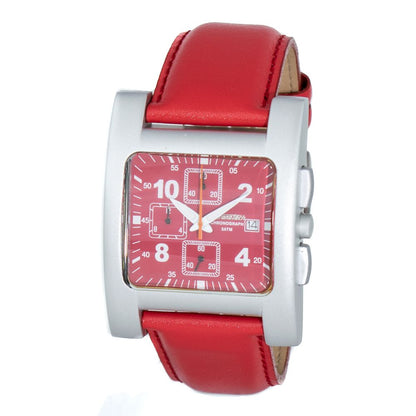 Chronotech Red Leather Dress Watch