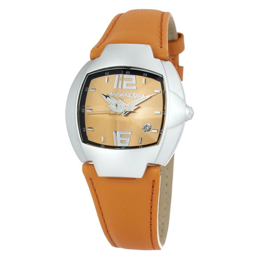 Chronotech Orange Leather Dress Watch