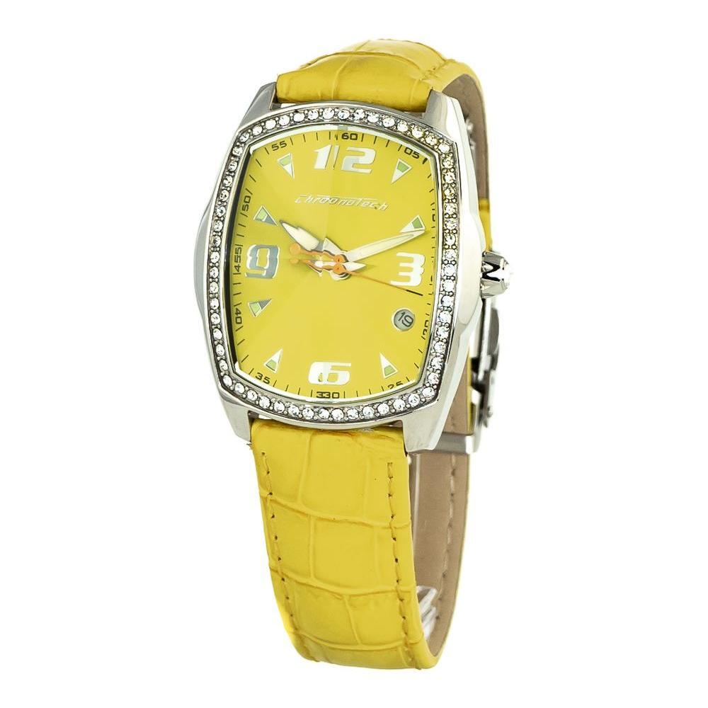Chronotech Yellow Leather Dress Watch