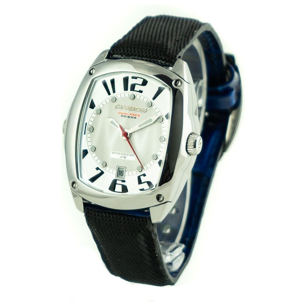 Chronotech Black Leather Dress Watch