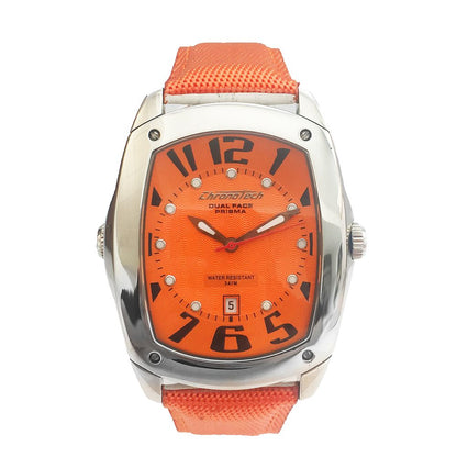 Chronotech Orange Leather Dress Watch