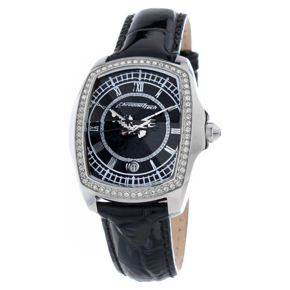 Chronotech Black Leather Watch