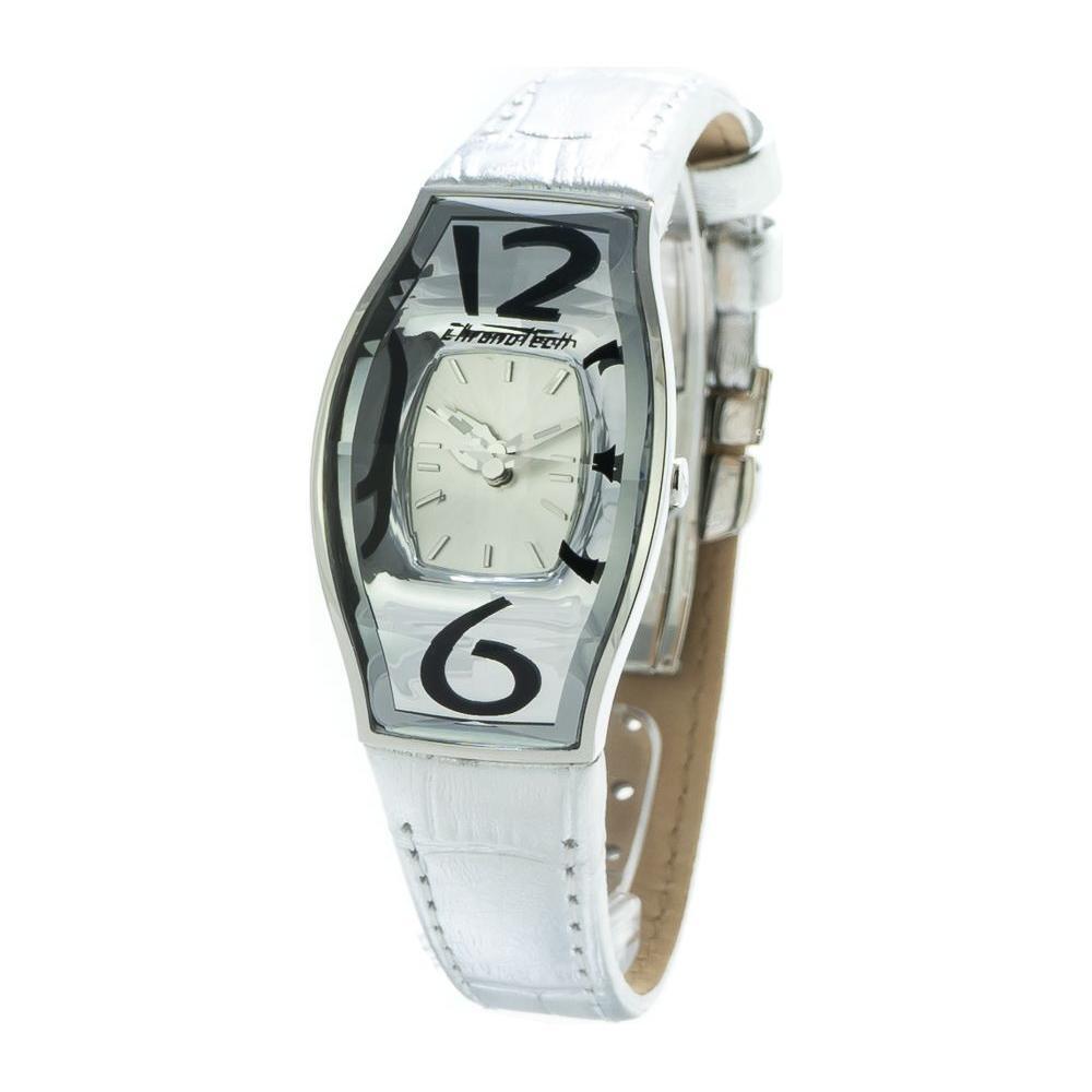 Chronotech Silver Leather Dress Watch