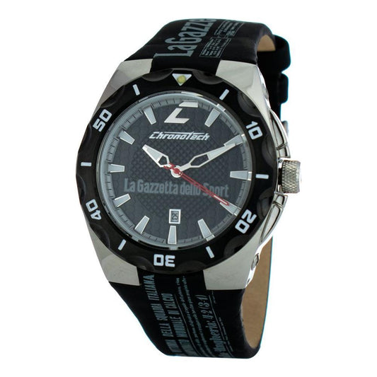 Chronotech Black Leather Watch CHCT7935M12AC