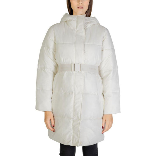 Calvin Klein Jeans Cream Nylon Jackets & Coat Calvin Klein Jeans Light Gray