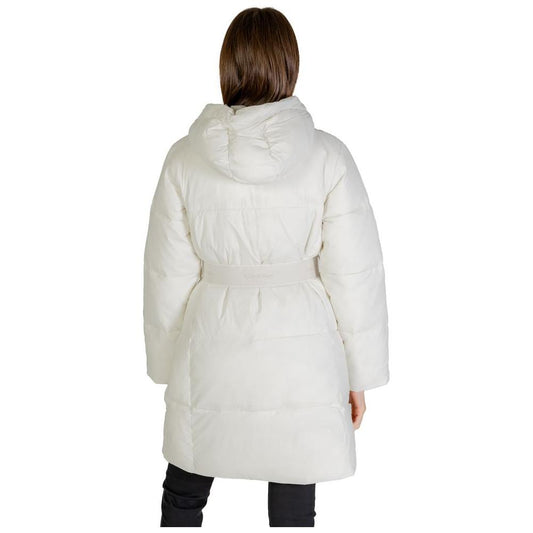 Calvin Klein Jeans Cream Nylon Jackets & Coat Calvin Klein Jeans Light Gray