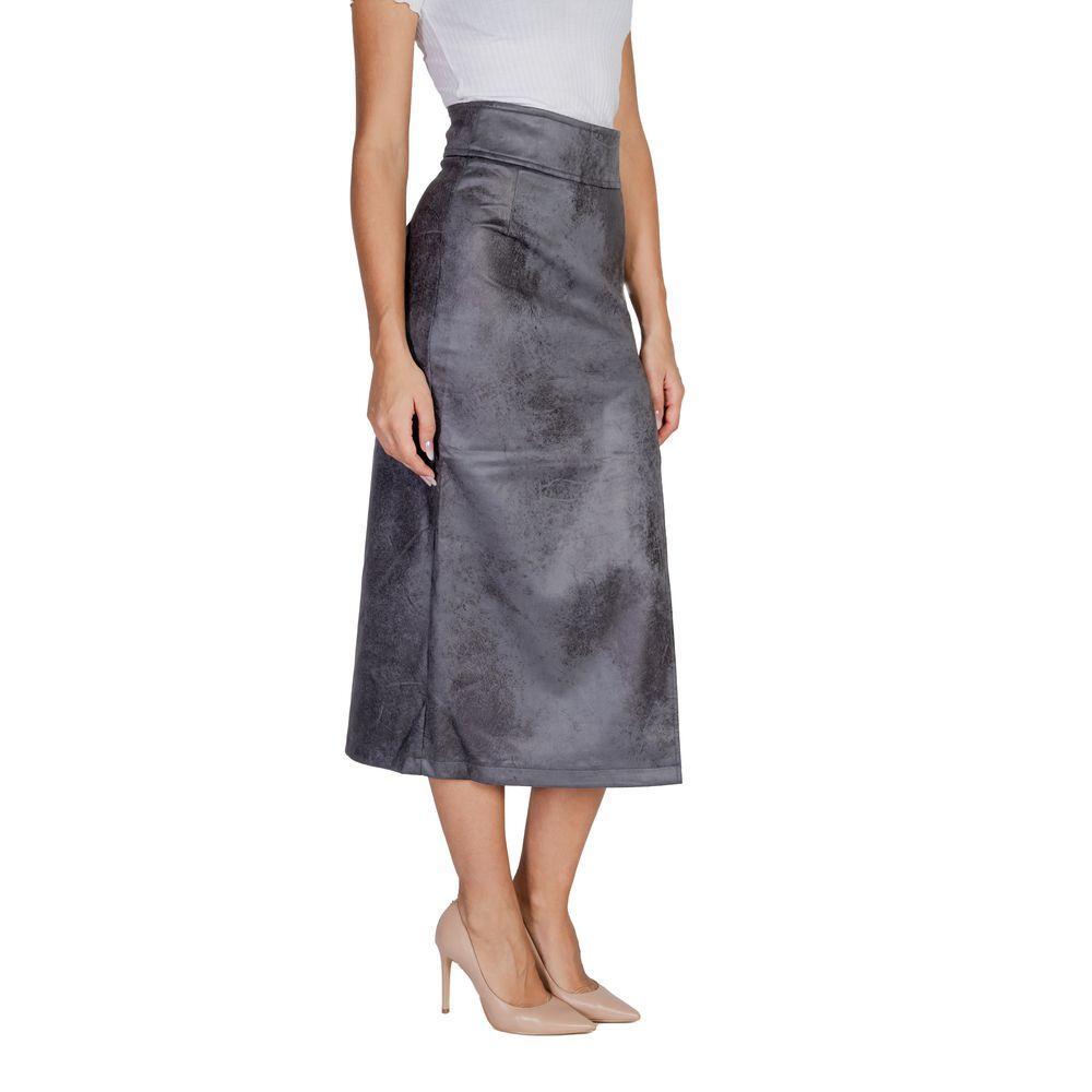 Only Gray Artificial Leather Skirt ON-15562700136-IT40|S