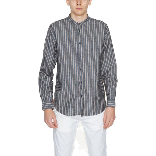 Gianni Lupo Gray Linen Shirt Gianni Lupo Slate Gray