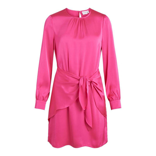Vila Clothes pink polyester short dress for women, ideal for spring-summer collection