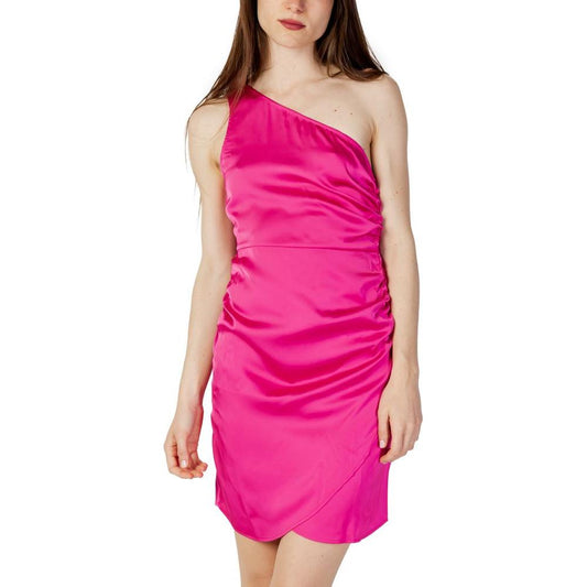 Vila Clothes one-shoulder pink dress in 100% polyester for women, featured in spring/summer collection.