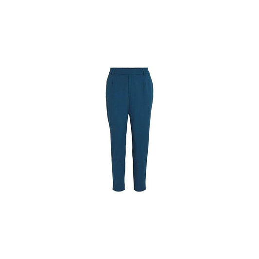 Women's blue cigarette pants made of polyester, viscose, and elastane for fall/winter by Vila Clothes.
