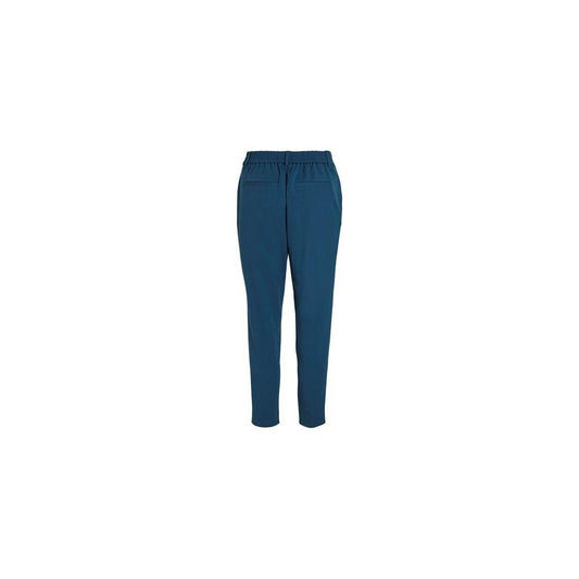 Vila Clothes women's blue cigarette pants, fall/winter collection, made of polyester, viscose, and elastane blend.