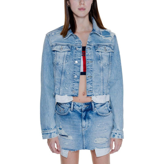 Tommy Hilfiger Jeans Light Blue Recycled Cotton Jackets & Coat Tommy Hilfiger Jeans Dark Gray