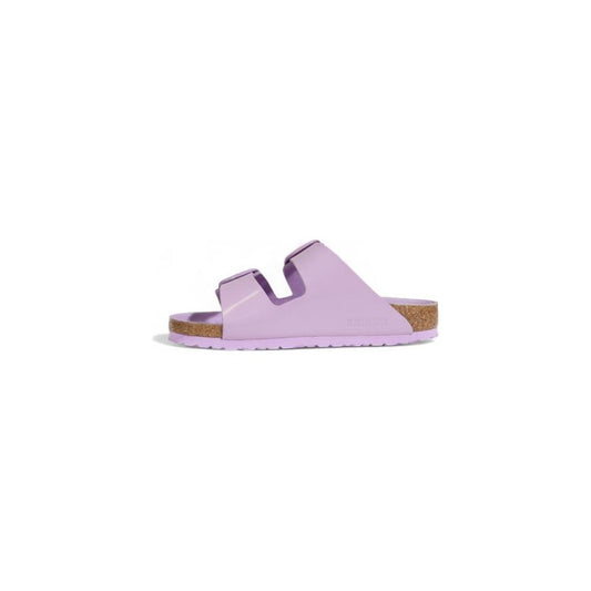 Women's Birkenstock purple vegan leather sandal from Fall/Winter collection, side view.