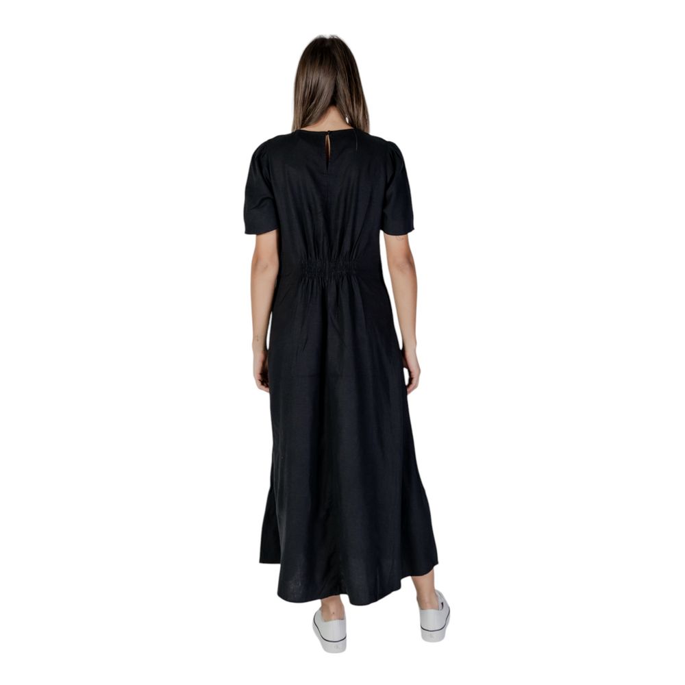 B.Young Black Linen Long Dress