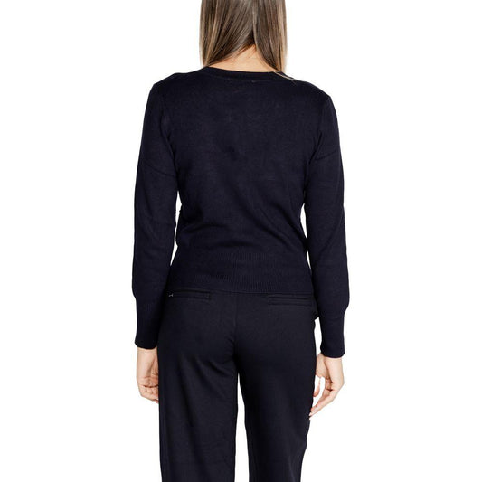 Back view of Morgan De Toi blue viscose cardigan for women, part of the fall/winter collection, featuring 78% viscose and 22% polyamide.
