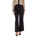 ICHI Black Polyester Pant - Women's sophisticated palazzo trousers with wide-leg design, crafted from polyester blend for comfort and style.