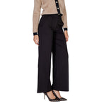 ICHI Black Polyester Pant wide-leg women's palazzo trousers for a sophisticated and versatile look with comfortable stretch fit.