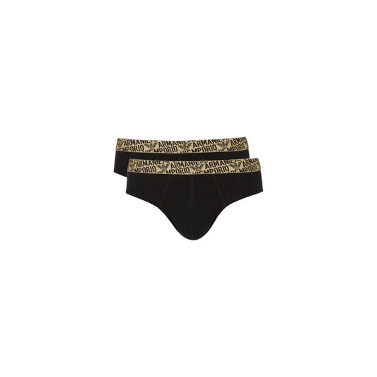 Emporio Armani bicolor cotton men's briefs with logo waistband, offering comfort and elegance, made of 95% cotton and 5% elastane.