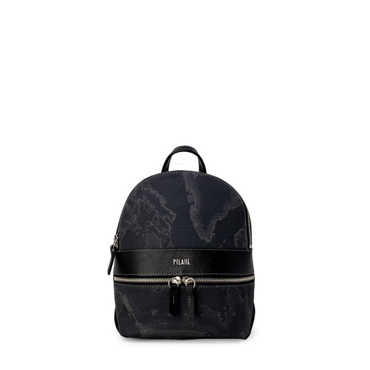 Alviero Martini Prima Classe black leather backpack with zip closure and adjustable straps, elegant and practical for modern women.
