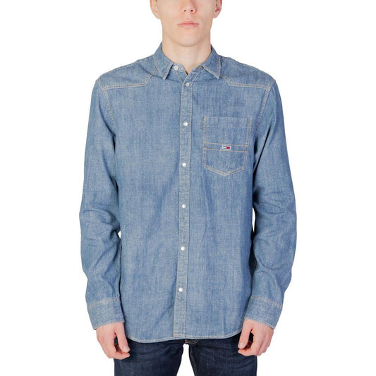 Tommy Hilfiger Jeans Blue Cotton Shirt Tommy Hilfiger Jeans Light Slate Gray