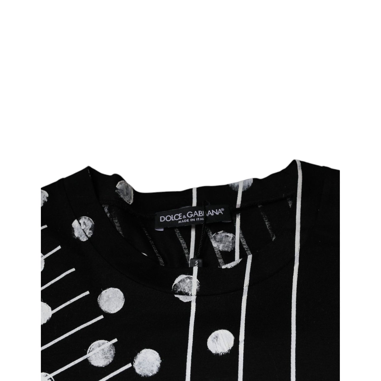 Dolce & Gabbana Black Cotton Polka Dots Round Neck T-shirt