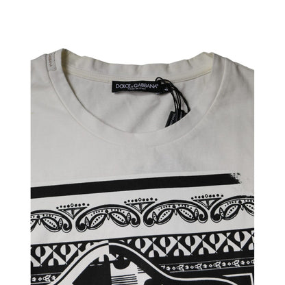 Dolce & Gabbana White Bandana Print Cotton Short Sleeves T-shirt