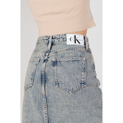 Calvin Klein Jeans Blue Cotton Long Skirt