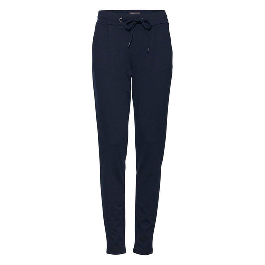 ICHI women's blue cigarette pants, fall/winter collection, made of 74% polyester, 22% viscose, 4% elastane.