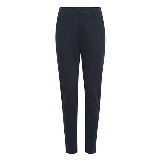 ICHI blue recycled polyester women's cigarette pants for fall winter collection.