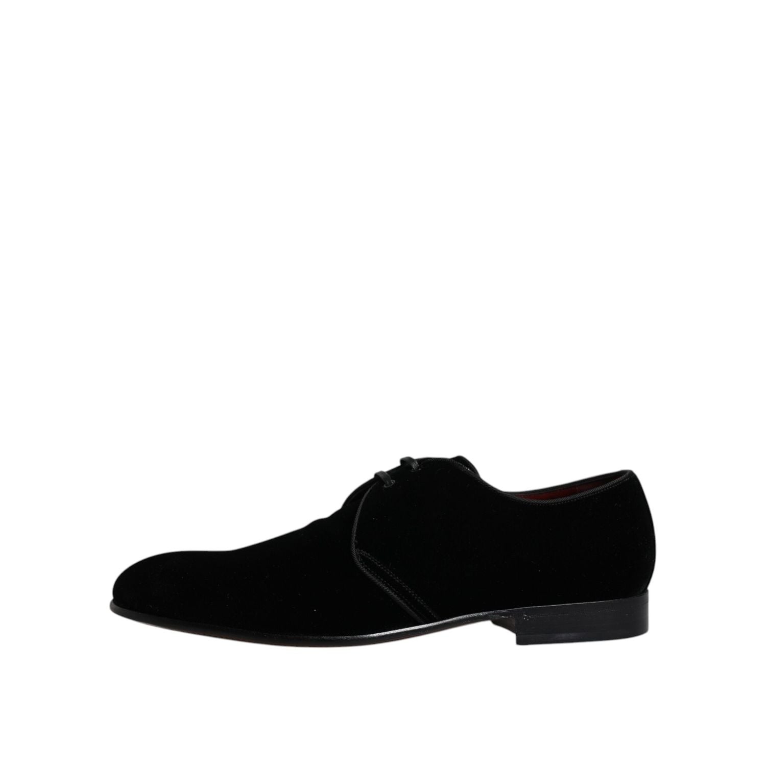 Dolce & Gabbana Black Velvet Leather Lace Up Derby Shoes