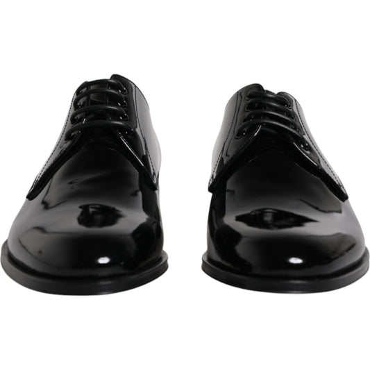Dolce & Gabbana Black Patent Leather Derby Formal Dress Shoes MV6379-40