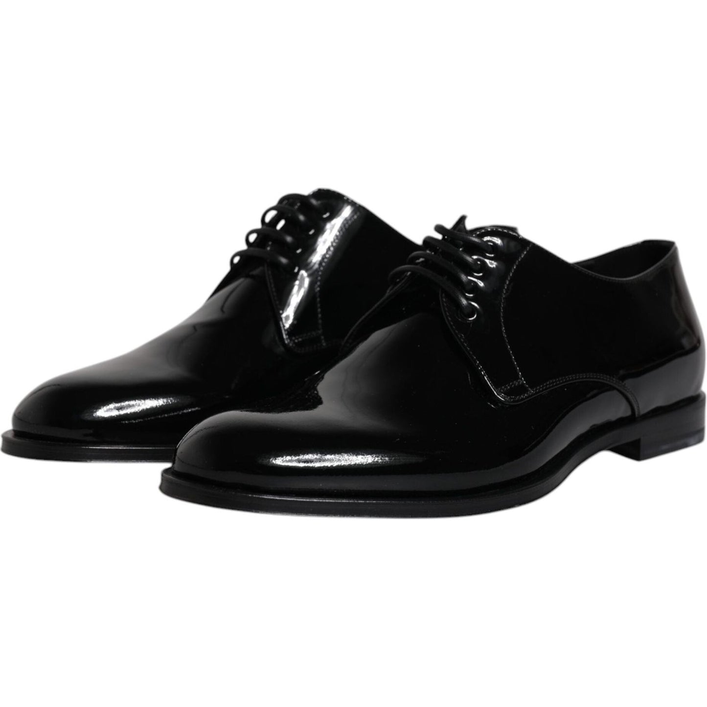 Dolce & Gabbana Black Patent Leather Derby Formal Dress Shoes MV6379-40