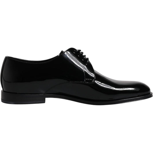 Dolce & Gabbana Black Patent Leather Derby Formal Dress Shoes MV6379-40