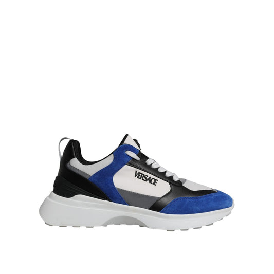 Versace Multicolor Canvas Quad Fabric Medusa Low Top Sneakers Shoes