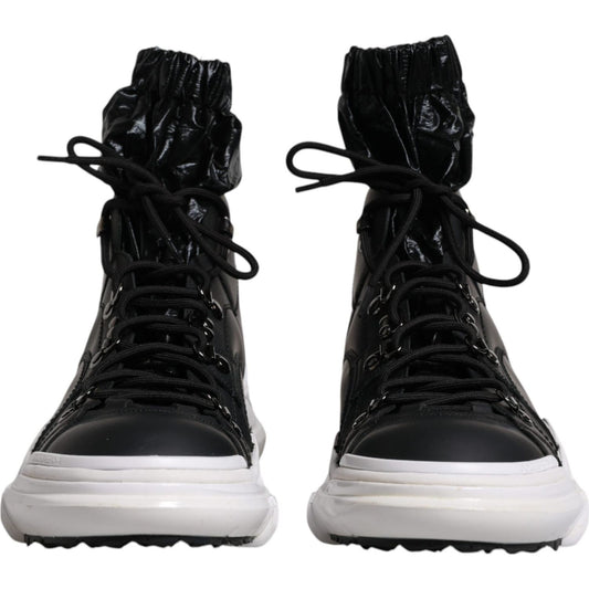 Dolce & Gabbana Black Nylon Galileo High Top Sneakers Shoes Dolce & Gabbana Black
