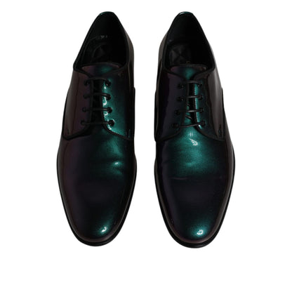 Dolce & Gabbana Peacock Patent Leather Derby Men Dress Shoes