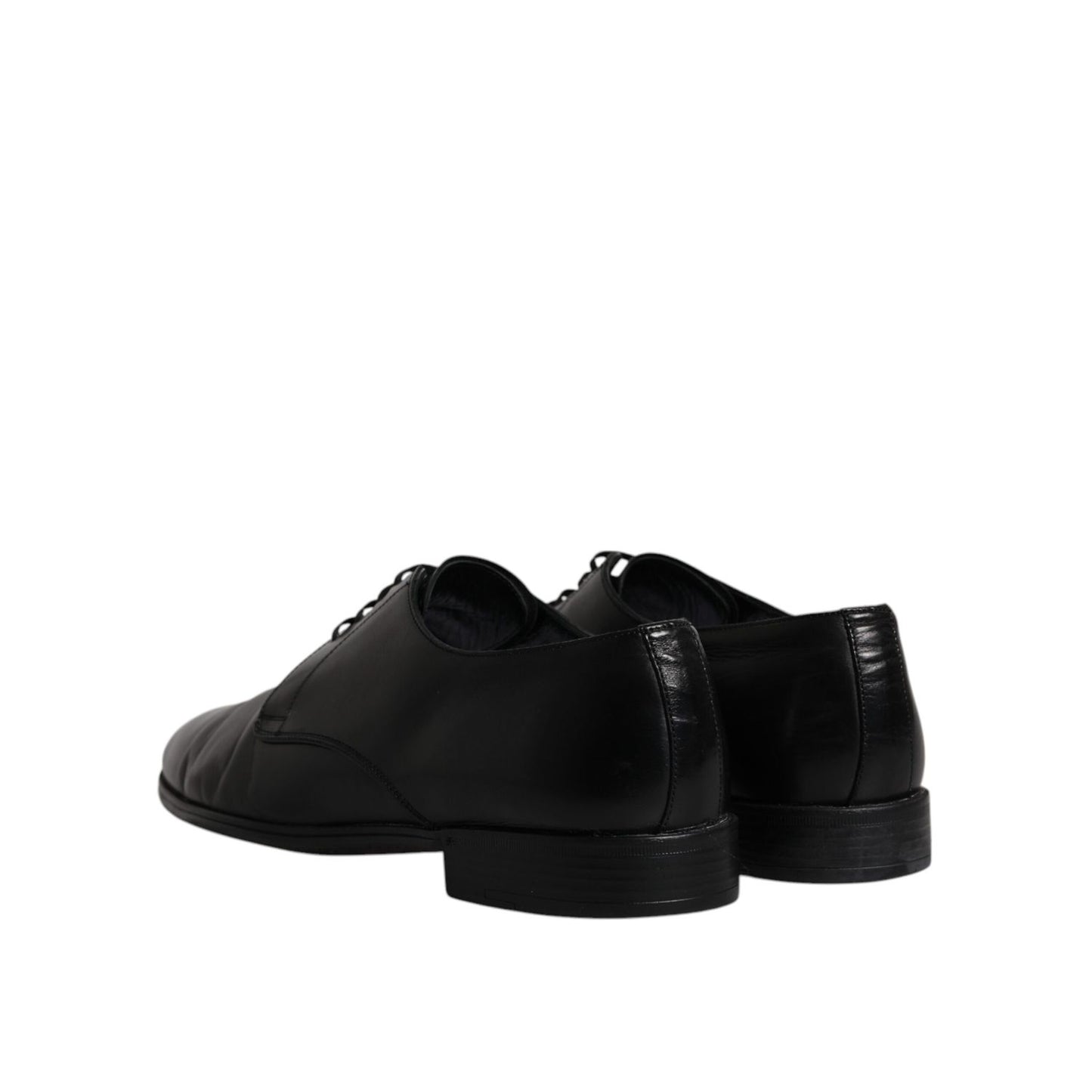 Dolce & Gabbana Black Leather Lace Up Men Derby Formal Shoes