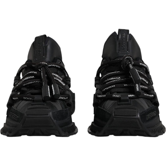 Dolce & Gabbana Black Low Top Space Lace Up Sneakers Shoes Dolce & Gabbana Black