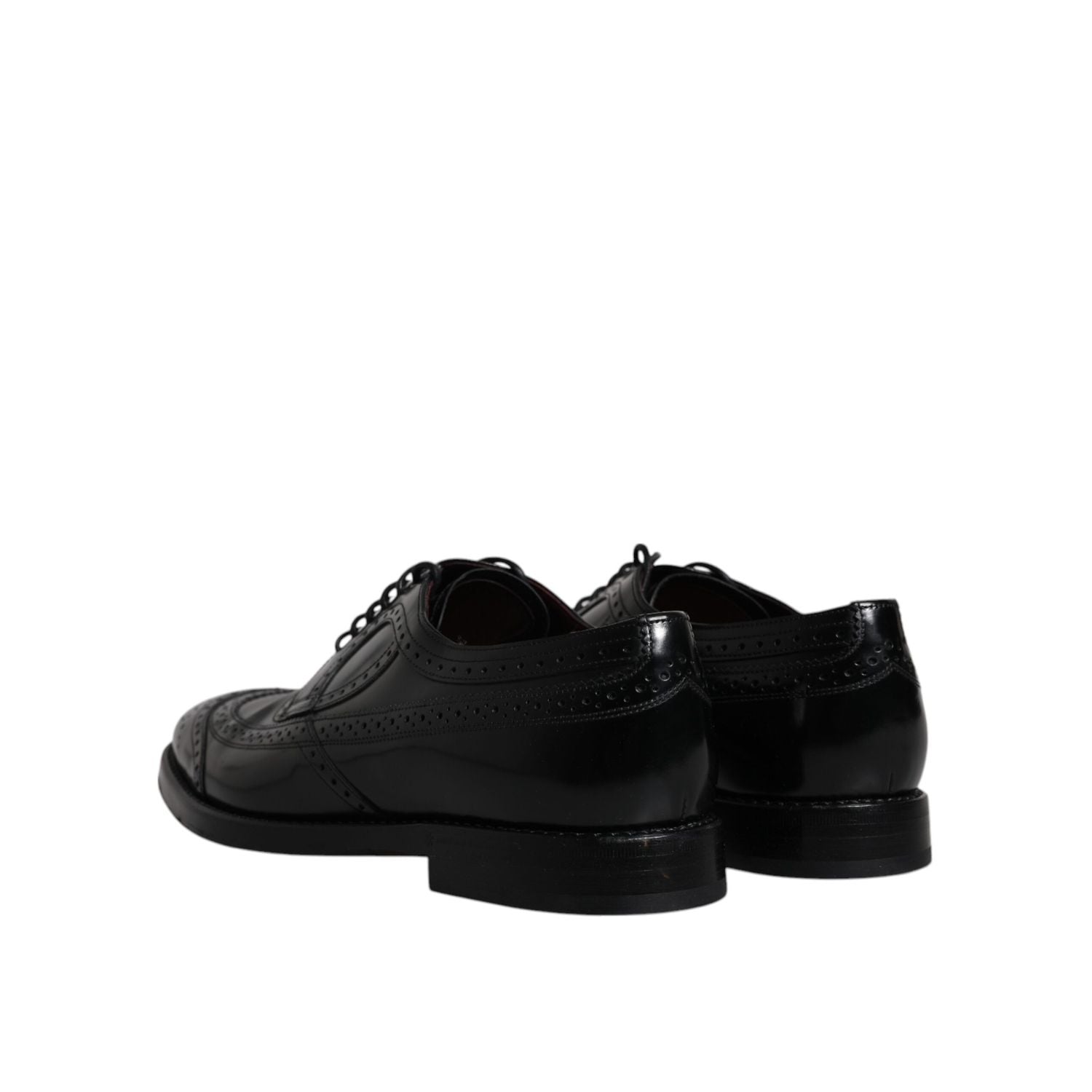Dolce & Gabbana Black Leather Derby Wingtip Formal Shoes